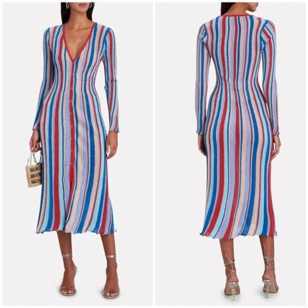 Misa Los Angeles Rafael Striped Midi-Dress
